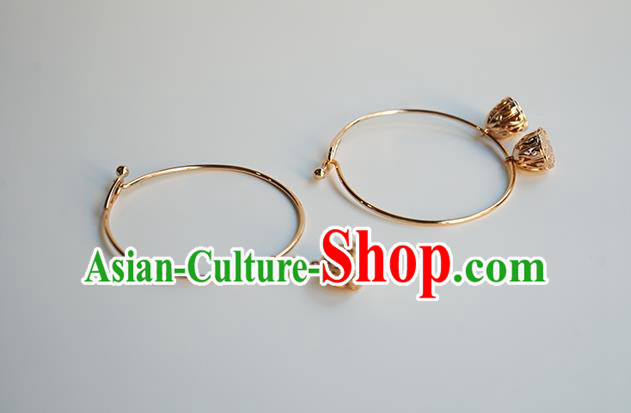 Chinese Classical Lotus Seedpod Bracelet Jewelry Accessories Ancient Hanfu Golden Bangle Chinese Classical Lotus Seedpod Bracelet Jewelry Accessories Ancient Hanfu Golden Bangle