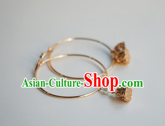 Chinese Classical Lotus Seedpod Bracelet Jewelry Accessories Ancient Hanfu Golden Bangle Chinese Classical Lotus Seedpod Bracelet Jewelry Accessories Ancient Hanfu Golden Bangle