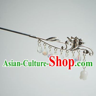 Chinese Hanfu Classical Orchid Hair Accessories Handmade Ancient Princess Argent Hairpins for Women