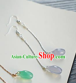 Handmade Chinese Cheongsam Ear Accessories Ancient Women Hanfu Classical Blue Earrings Handmade Chinese Cheongsam Ear Accessories Ancient Women Hanfu Classical Blue Earrings