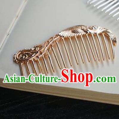Chinese Classical Hanfu Golden Hair Comb Hair Accessories Handmade Ancient Tang Dynasty Hairpin for Women