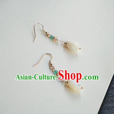 Handmade Chinese Cheongsam Ear Accessories Ancient Women Hanfu Classical White Magnolia Earrings