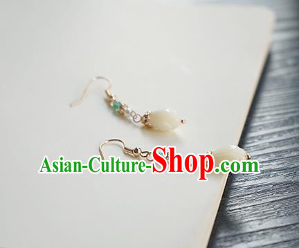 Handmade Chinese Cheongsam Ear Accessories Ancient Women Hanfu Classical White Magnolia Earrings Handmade Chinese Cheongsam Ear Accessories Ancient Women Hanfu Classical White Magnolia Earrings