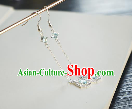 Handmade Chinese Blue Crystal Ear Accessories Ancient Women Hanfu Classical Cheongsam Earrings Handmade Chinese Blue Crystal Ear Accessories Ancient Women Hanfu Classical Cheongsam Earrings