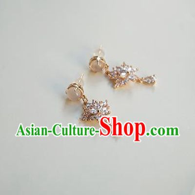 Handmade Chinese Crystal Ear Accessories Ancient Women Hanfu Classical Earrings