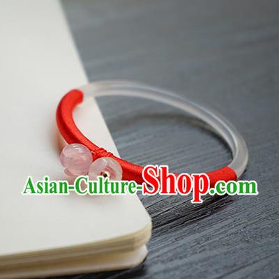 Chinese Classical White Chalcedony Bracelet Jewelry Accessories Ancient Hanfu Convallaria Bangle