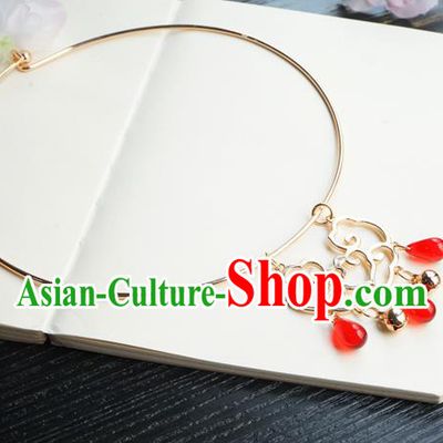 Chinese Handmade Hanfu Necklace Classical Jewelry Accessories Ancient Bride Golden Necklet for Women