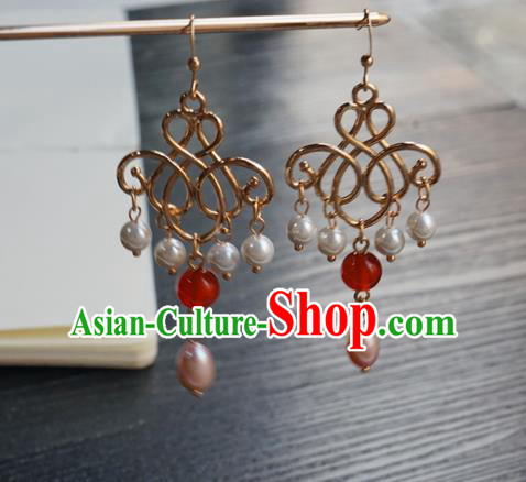 Handmade Chinese Women Hanfu Ear Accessories Ancient Court Golden Eardrop Classical Earrings Handmade Chinese Women Hanfu Ear Accessories Ancient Court Golden Eardrop Classical Earrings