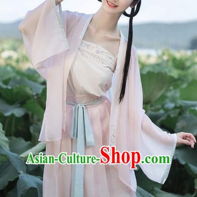 Chinese Song Dynasty Costumes Traditional Ancient Village Girl Top Blouse and Skirt Hanfu Apparels for Women
