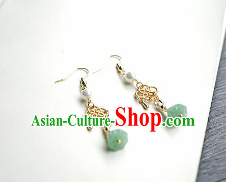 Handmade Chinese Green Lotus Seedpod Ear Accessories Ancient Women Hanfu Classical Cheongsam Earrings