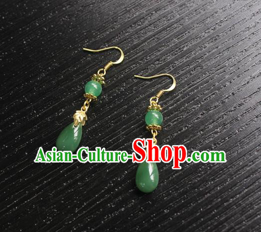 Handmade Chinese Women Green Jade Ear Accessories Classical Hanfu Eardrop Earrings Handmade Chinese Women Green Jade Ear Accessories Classical Hanfu Eardrop Earrings