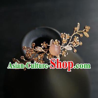 Chinese Classical Golden Plum Blossom Hair Clip Hair Accessories Handmade Ancient Hanfu Hairpin for Women