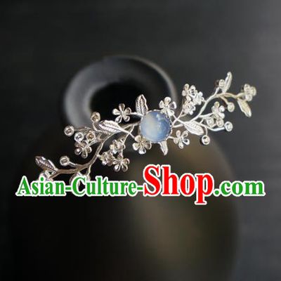 Chinese Classical Argent Plum Blossom Hair Clip Hair Accessories Handmade Ancient Jin Dynasty Hanfu Hairpin for Women