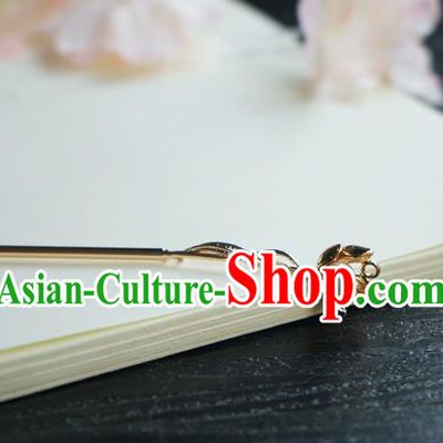 Chinese Classical Golden Flower Hair Clip Hair Accessories Handmade Ancient Jin Dynasty Hanfu Hairpin for Women