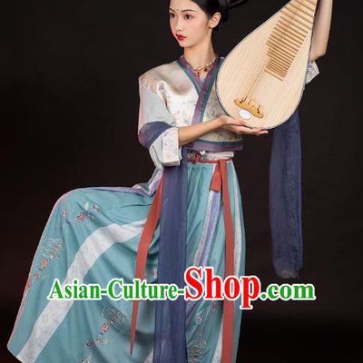 Chinese Ancient Court Lady Top Blouse and Skirt Traditional Tang Dynasty Palace Historical Costumes Hanfu Hu Xuan Dance Apparels Full Set