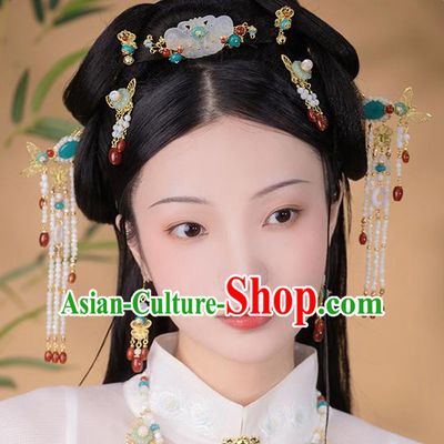 Chinese Classical Ming Dynasty Princess Tassel Hair Clips Hair Accessories Handmade Ancient Court Hanfu Hairpins for Women