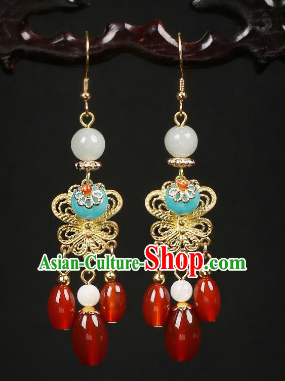 Handmade Chinese Court Women Hanfu Ear Accessories Classical Eardrop Golden Earrings Handmade Chinese Court Women Hanfu Ear Accessories Classical Eardrop Golden Earrings