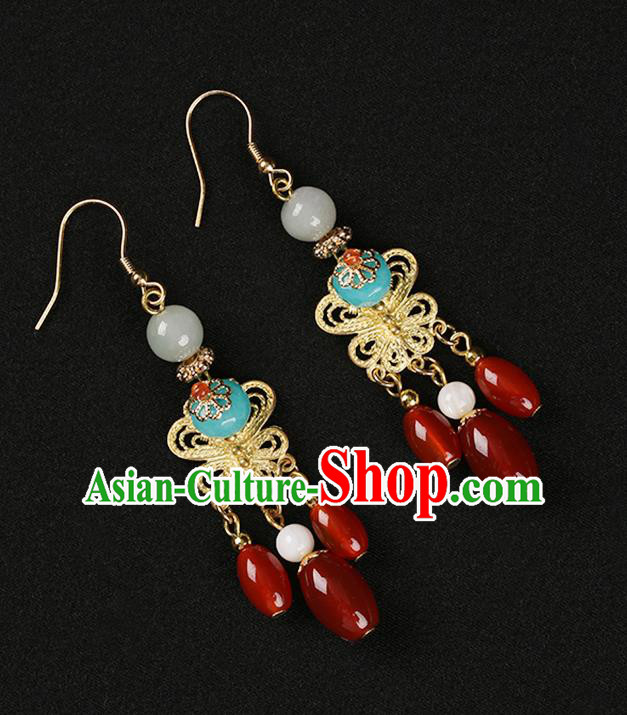 Handmade Chinese Court Women Hanfu Ear Accessories Classical Eardrop Golden Earrings Handmade Chinese Court Women Hanfu Ear Accessories Classical Eardrop Golden Earrings