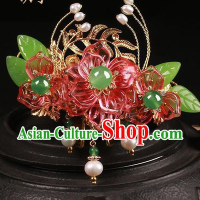 Chinese Classical Tang Dynasty Princess Flowers Hair Crown Hair Accessories Handmade Ancient Court Hanfu Hairpins for Women