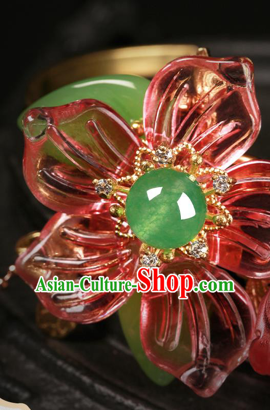 Chinese Handmade Hanfu Red Flowers Bracelet Classical Jewelry Accessories Bangle for Women Chinese Handmade Hanfu Red Flowers Bracelet Classical Jewelry Accessories Bangle for Women