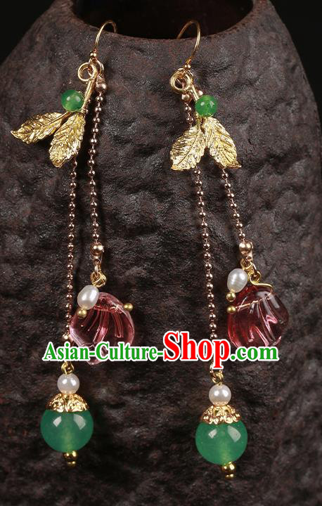 Handmade Chinese Court Women Long Tassel Ear Accessories Classical Eardrop Hanfu Earrings
