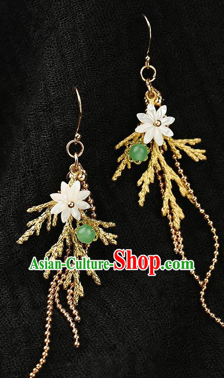 Handmade Chinese Court Women Golden Tassel Ear Accessories Classical Eardrop Hanfu Earrings Handmade Chinese Court Women Golden Tassel Ear Accessories Classical Eardrop Hanfu Earrings