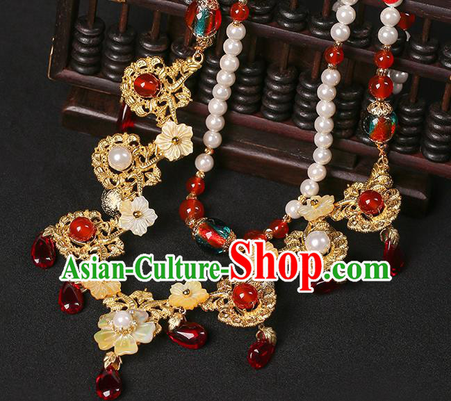 Chinese Handmade Pearls Necklet Classical Jewelry Accessories Hanfu Golden Necklace for Women Chinese Handmade Pearls Necklet Classical Jewelry Accessories Hanfu Golden Necklace for Women