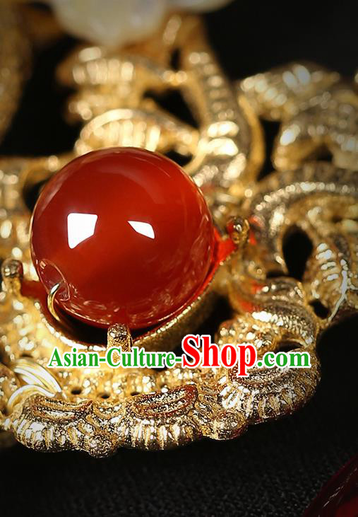 Chinese Handmade Pearls Necklet Classical Jewelry Accessories Hanfu Golden Necklace for Women Chinese Handmade Pearls Necklet Classical Jewelry Accessories Hanfu Golden Necklace for Women