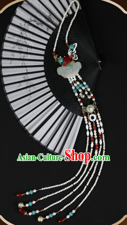 Chinese Classical Jade Butterfly Waist Accessories Ancient Women Hanfu Pearls Tassel Belt Pendant Chinese Classical Jade Butterfly Waist Accessories Ancient Women Hanfu Pearls Tassel Belt Pendant