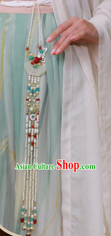 Chinese Classical Jade Butterfly Waist Accessories Ancient Women Hanfu Pearls Tassel Belt Pendant Chinese Classical Jade Butterfly Waist Accessories Ancient Women Hanfu Pearls Tassel Belt Pendant