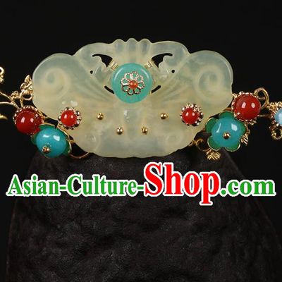 Chinese Classical Ming Dynasty Jade Hair Crown Hair Accessories Handmade Ancient Court Hanfu Hairpin for Women