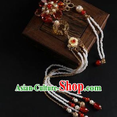 Chinese Classical Yellow Jade Carving Waist Accessories Ancient Princess Hanfu Beads Tassel Belt Pendant