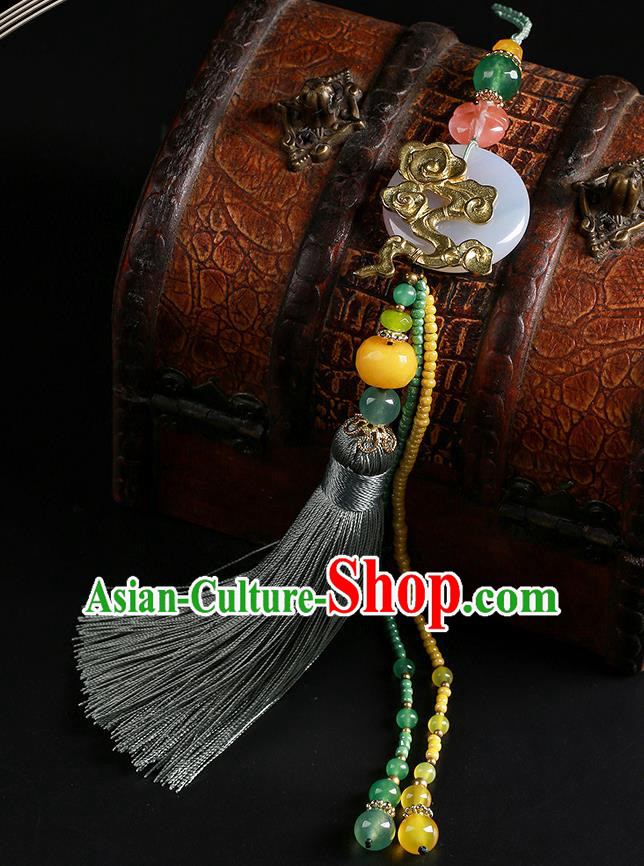 Chinese Classical Hanfu Green Tassel Waist Accessories Ancient Princess Jade Belt Pendant Chinese Classical Hanfu Green Tassel Waist Accessories Ancient Princess Jade Belt Pendant