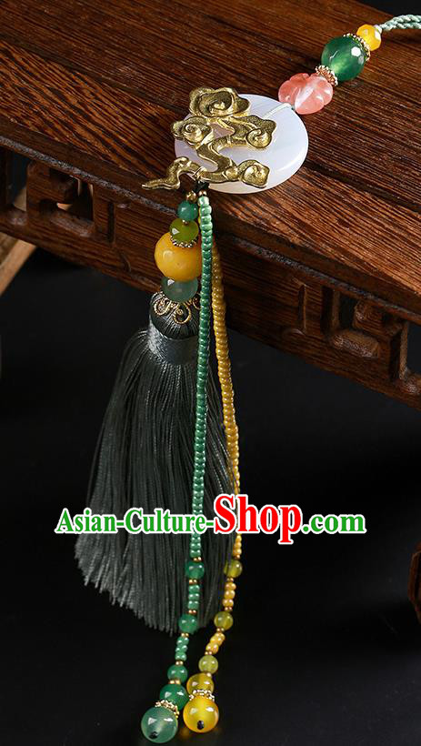 Chinese Classical Hanfu Green Tassel Waist Accessories Ancient Princess Jade Belt Pendant Chinese Classical Hanfu Green Tassel Waist Accessories Ancient Princess Jade Belt Pendant