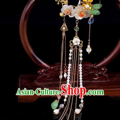 Chinese Classical Hanfu Shell Flowers Tassel Waist Accessories Ancient Princess Belt Pendant
