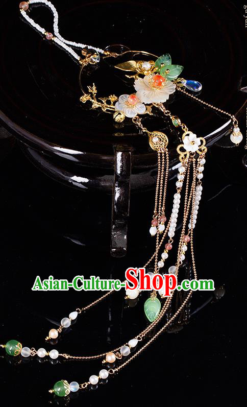 Chinese Classical Hanfu Shell Flowers Tassel Waist Accessories Ancient Princess Belt Pendant Chinese Classical Hanfu Shell Flowers Tassel Waist Accessories Ancient Princess Belt Pendant