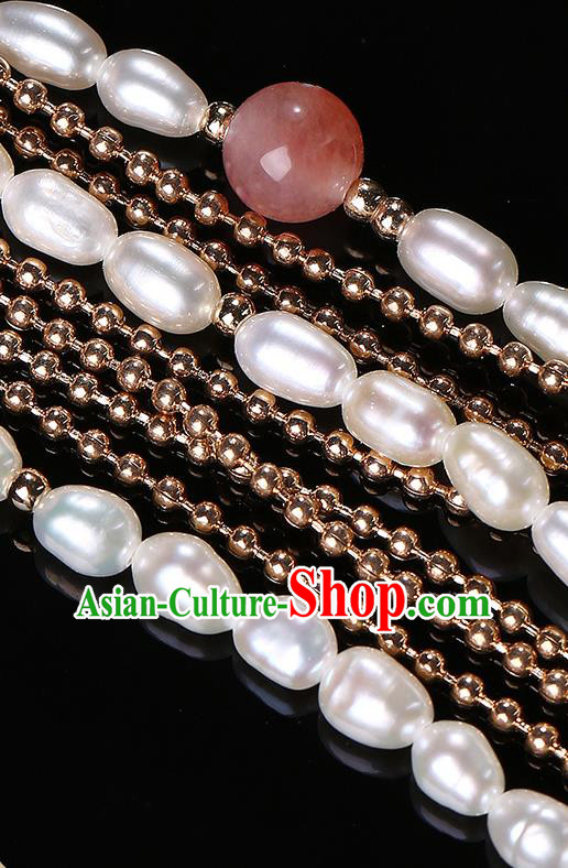 Chinese Classical Hanfu Pearls Tassel Waist Accessories Ancient Princess Pink Flowers Belt Pendant Chinese Classical Hanfu Pearls Tassel Waist Accessories Ancient Princess Pink Flowers Belt Pendant
