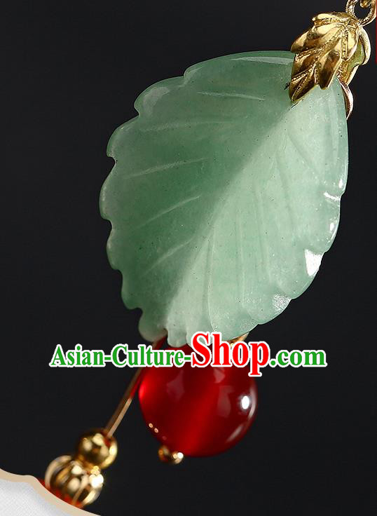 Handmade Chinese Bride Ear Accessories Classical Eardrop Ancient Women Hanfu Green Leaf Earrings Handmade Chinese Bride Ear Accessories Classical Eardrop Ancient Women Hanfu Green Leaf Earrings