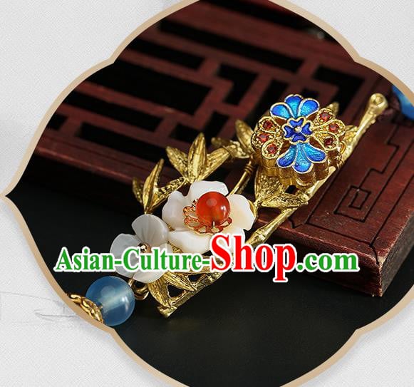 Chinese Classical Hanfu Golden Bamboo Leaf Waist Accessories Ancient Princess Beads Tassel Belt Pendant Chinese Classical Hanfu Golden Bamboo Leaf Waist Accessories Ancient Princess Beads Tassel Belt Pendant