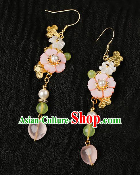 Handmade Chinese Shell Ear Accessories Classical Eardrop Ancient Women Hanfu Flower Earrings Handmade Chinese Shell Ear Accessories Classical Eardrop Ancient Women Hanfu Flower Earrings
