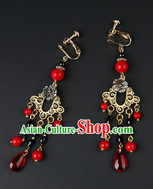 Handmade Chinese Black Flower Ear Accessories Classical Eardrop Ancient Women Hanfu Tassel Earrings Handmade Chinese Black Flower Ear Accessories Classical Eardrop Ancient Women Hanfu Tassel Earrings
