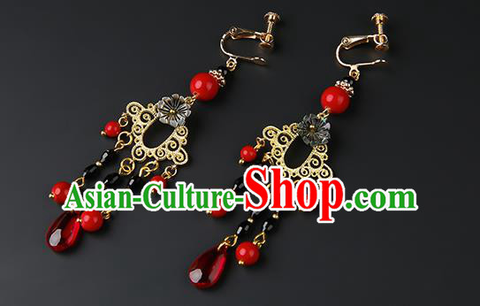 Handmade Chinese Black Flower Ear Accessories Classical Eardrop Ancient Women Hanfu Tassel Earrings Handmade Chinese Black Flower Ear Accessories Classical Eardrop Ancient Women Hanfu Tassel Earrings