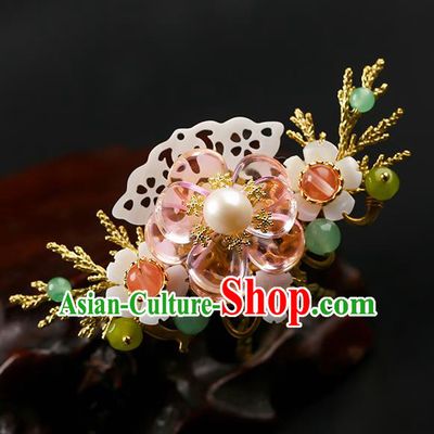Chinese Classical Song Dynasty Shell Hair Crown Hanfu Hair Accessories Handmade Ancient Princess Flowers Hairpins for Women