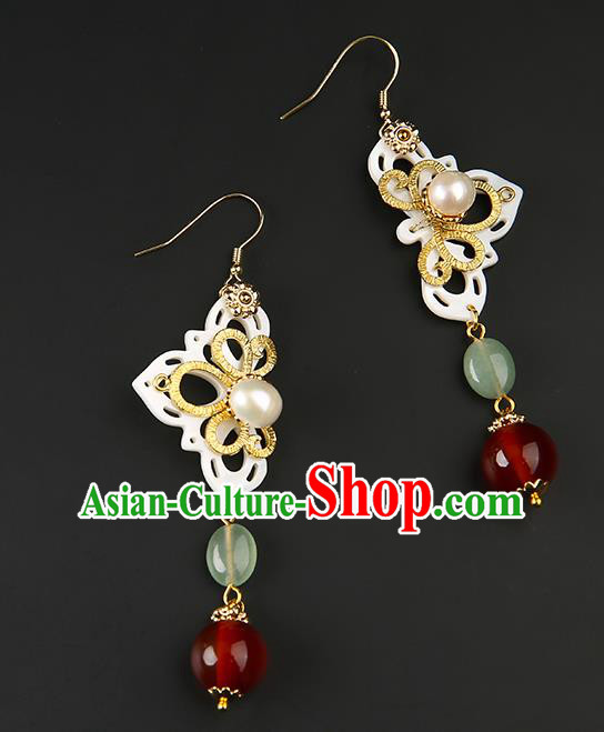Handmade Chinese Shell Ear Accessories Classical Eardrop Ancient Women Hanfu Jade Bead Earrings Handmade Chinese Shell Ear Accessories Classical Eardrop Ancient Women Hanfu Jade Bead Earrings