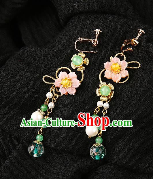 Handmade Chinese Flowers Ear Accessories Classical Eardrop Ancient Women Hanfu Beads Tassel Earrings Handmade Chinese Flowers Ear Accessories Classical Eardrop Ancient Women Hanfu Beads Tassel Earrings
