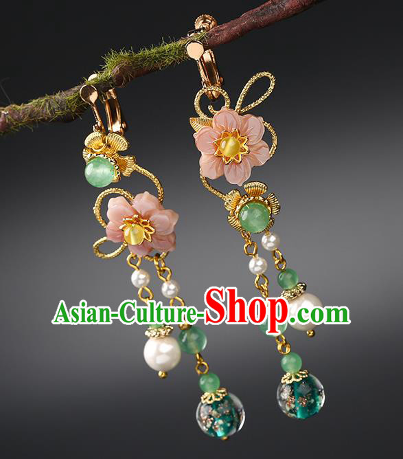 Handmade Chinese Flowers Ear Accessories Classical Eardrop Ancient Women Hanfu Beads Tassel Earrings Handmade Chinese Flowers Ear Accessories Classical Eardrop Ancient Women Hanfu Beads Tassel Earrings