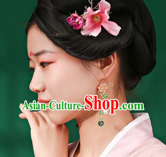 Handmade Chinese Flowers Ear Accessories Classical Eardrop Ancient Women Hanfu Beads Tassel Earrings Handmade Chinese Flowers Ear Accessories Classical Eardrop Ancient Women Hanfu Beads Tassel Earrings