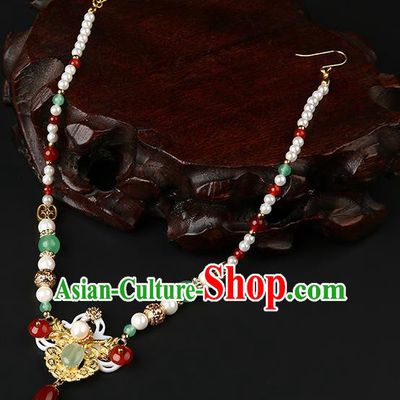 Chinese Classical Agate Eyebrows Pendant Hanfu Hair Accessories Handmade Ancient Princess Pearls Hair Clasp for Women
