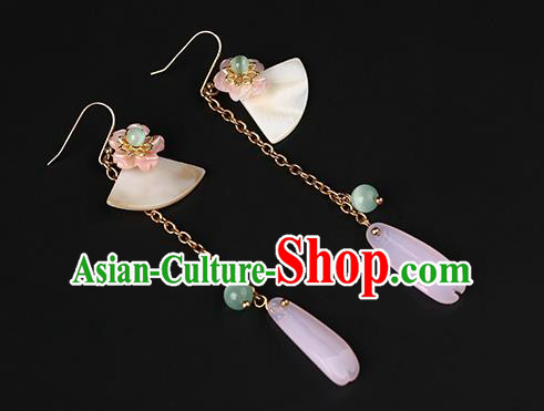 Handmade Chinese Shell Ear Accessories Classical Eardrop Ancient Women Hanfu Jade Earrings Handmade Chinese Shell Ear Accessories Classical Eardrop Ancient Women Hanfu Jade Earrings