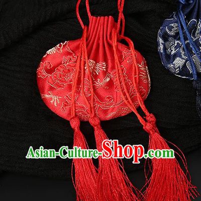 Chinese Classical Hanfu Red Silk Waist Accessories Ancient Princess Sachet Belt Pendant